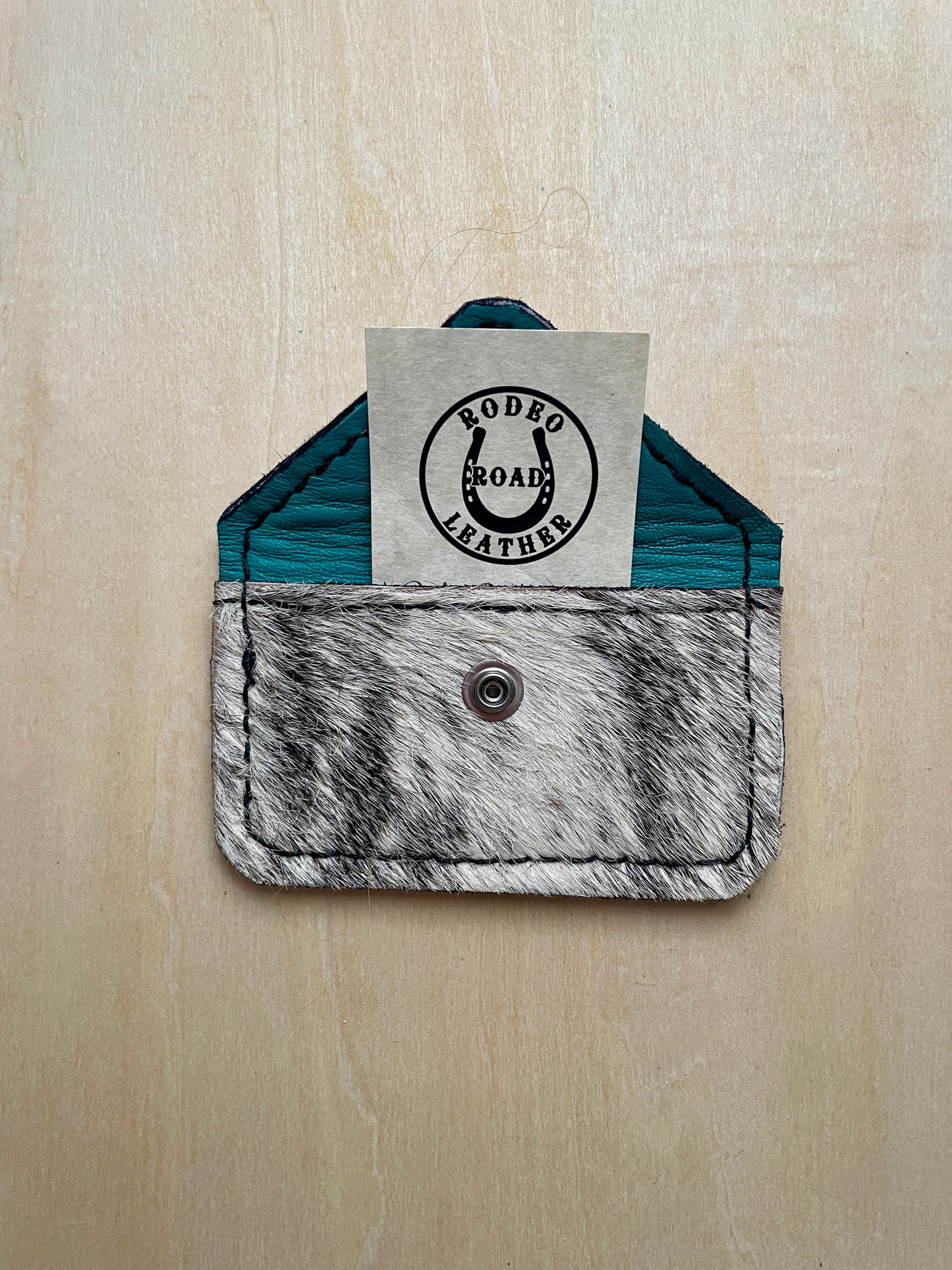 Gray with Turquoise Hair on Hide Cowgirl Card Holder