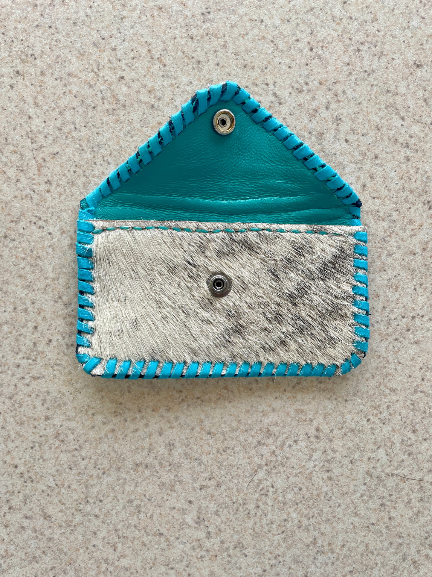 Gray and White Hair on Hide Cowgirl Card Holder