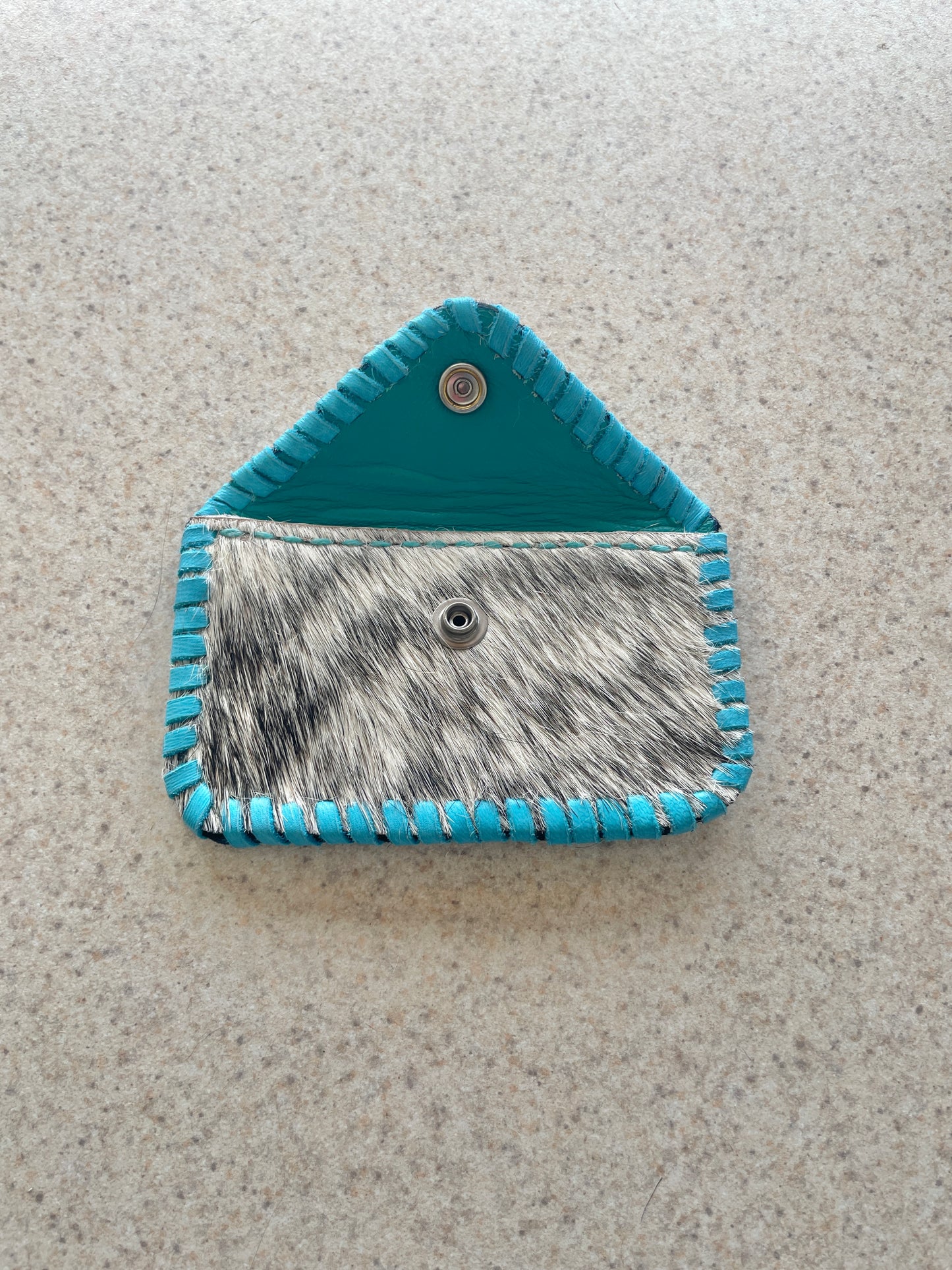 Gray and White Hair on Hide Cowgirl Card Holder