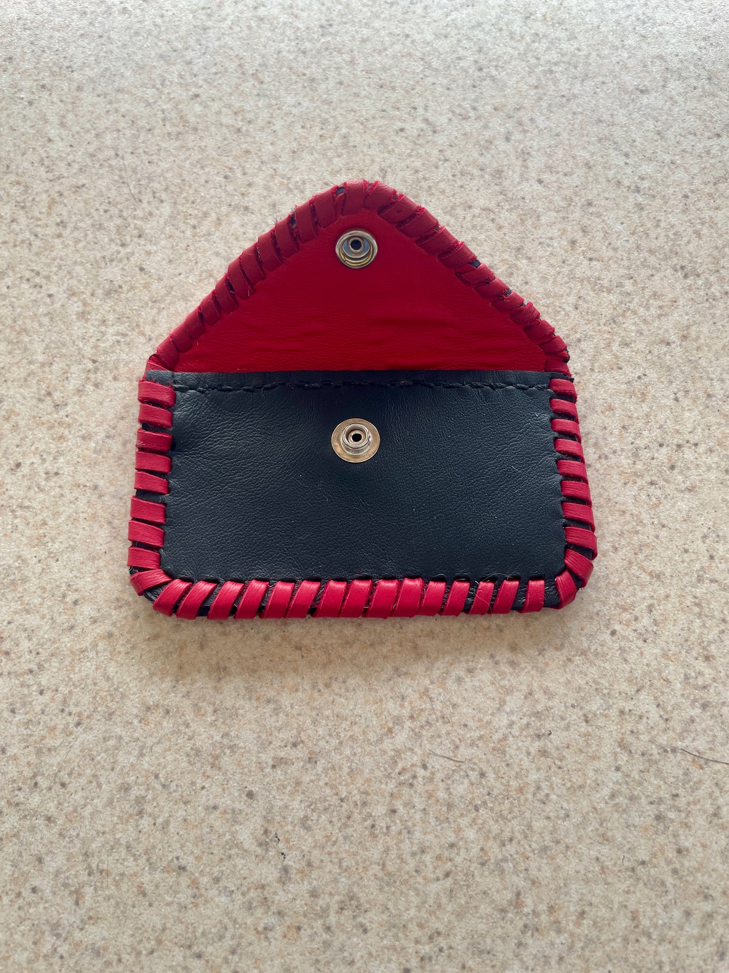 Black and White Hair on Hide with Red Cowgirl Card Holder