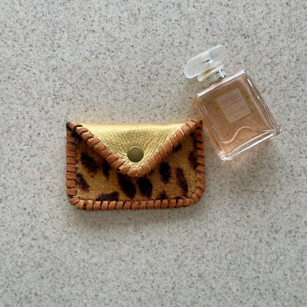 Tooled leather slim card holder western floral