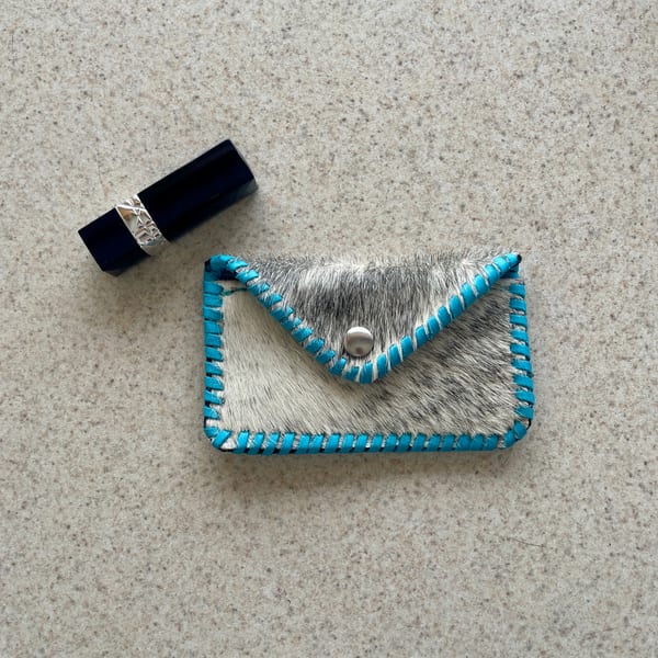 Turquoise inlay leather card wallet cowgirl