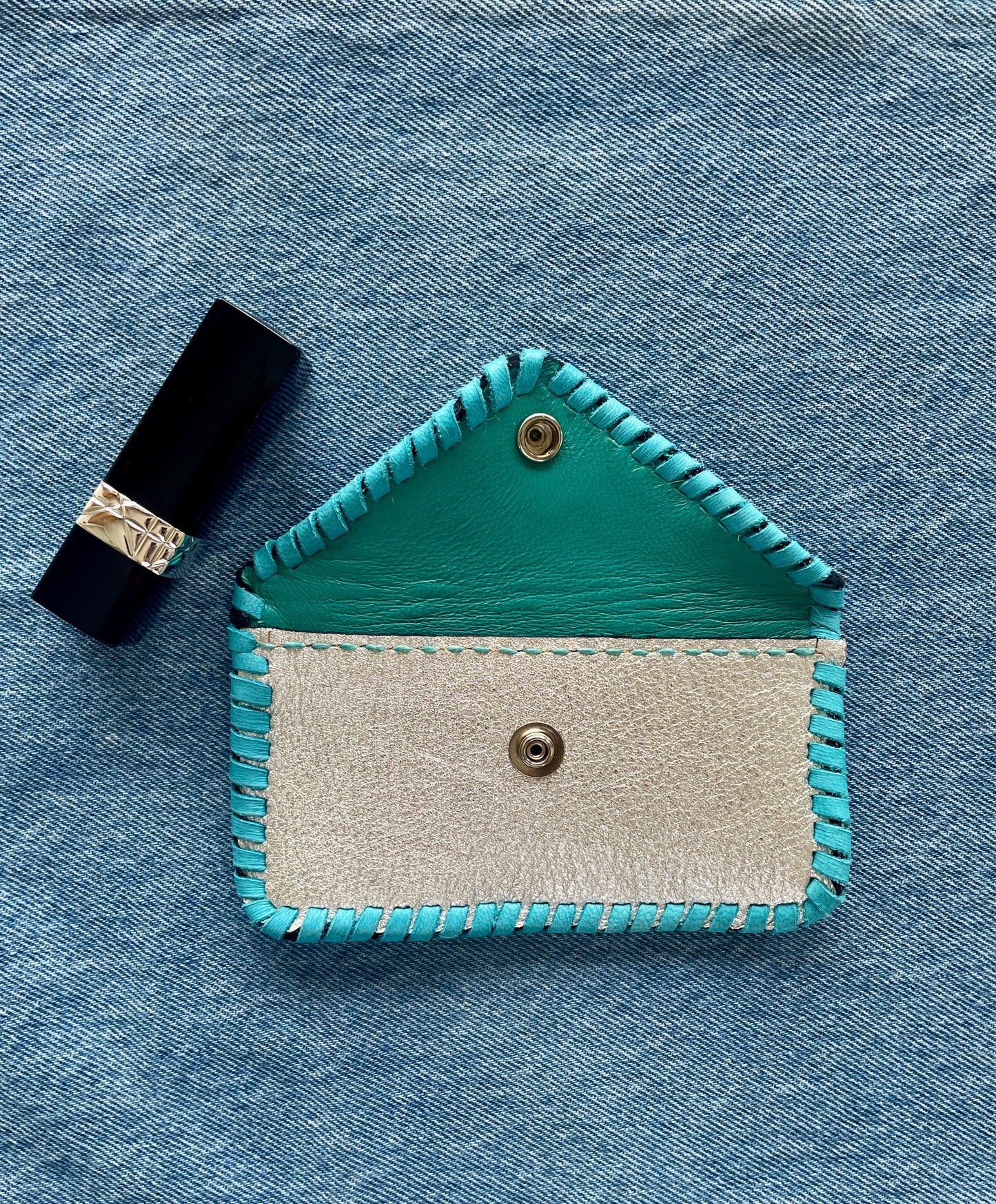 Silver Leather Cowgirl Card Holder