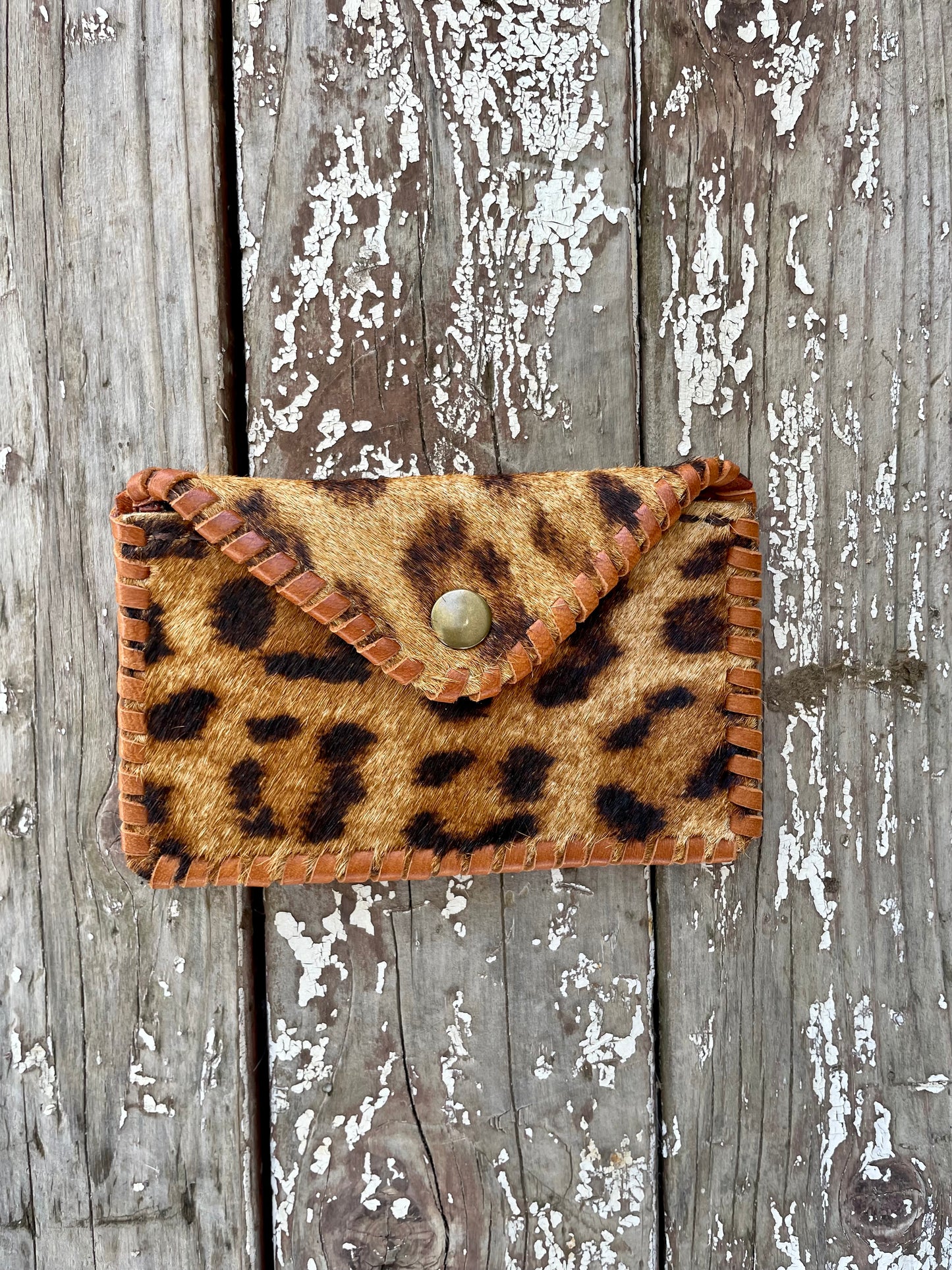 Cheetah Print Leather Card Holder