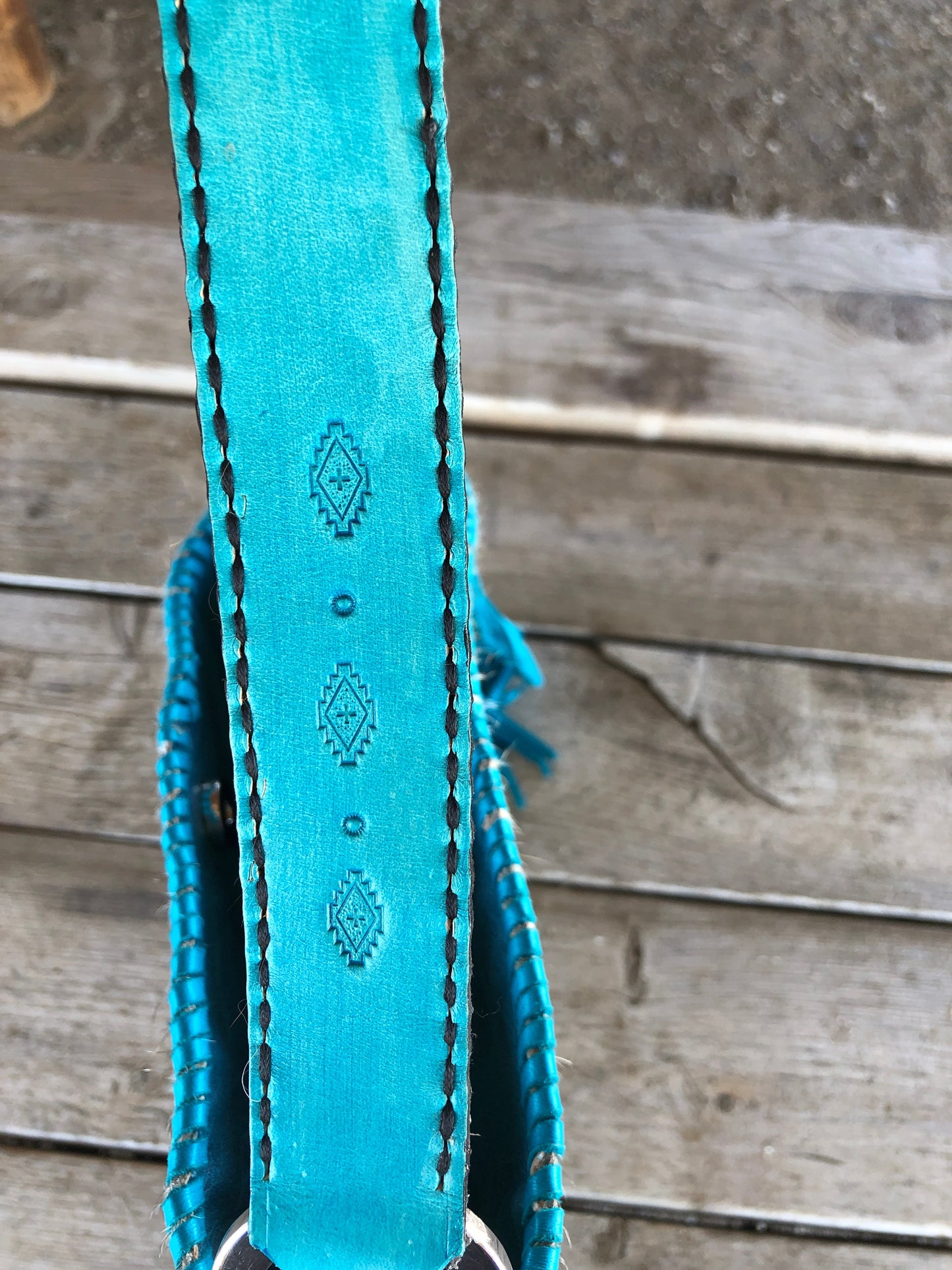 Turquoise Accented Hair on Hide Bag