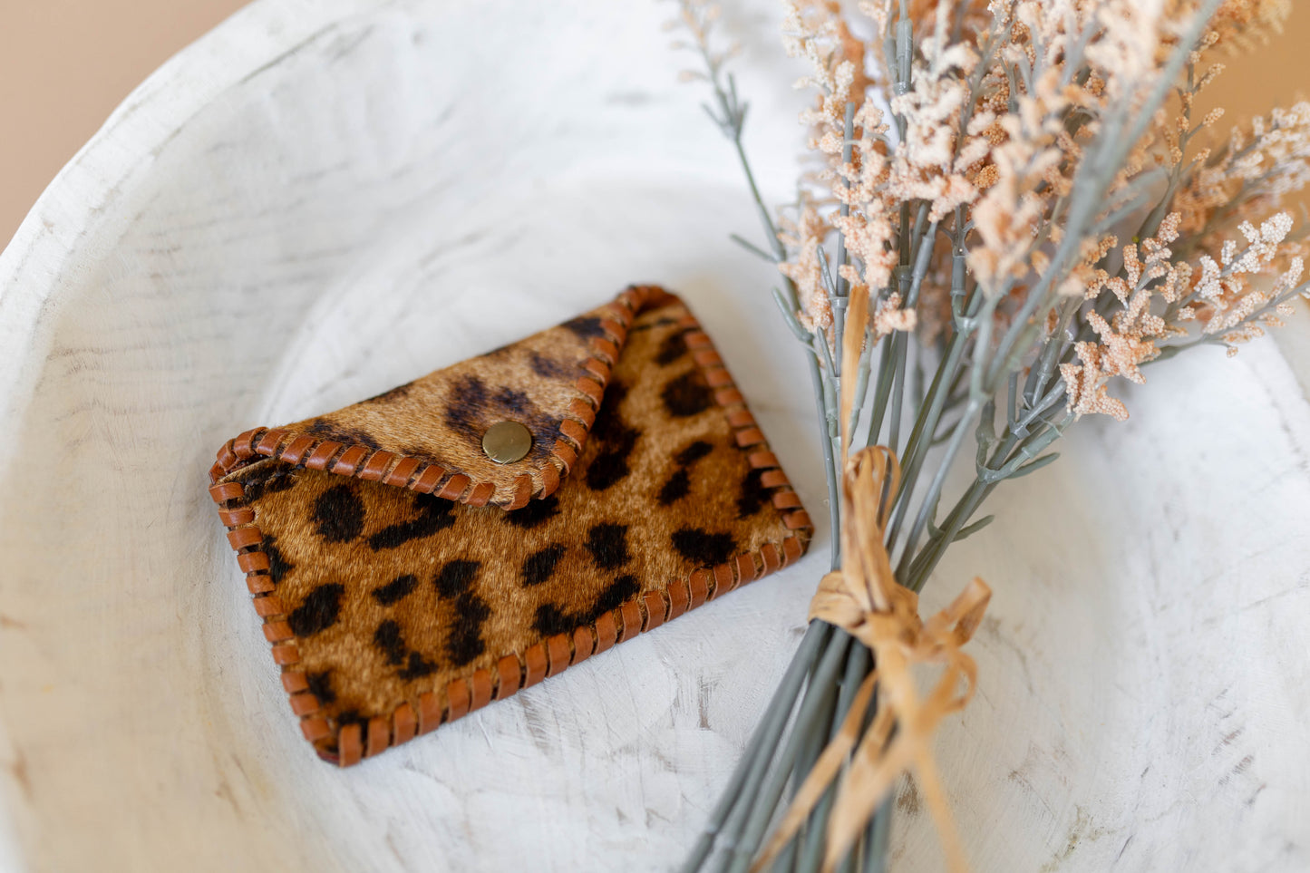 Cheetah Print Leather Card Holder