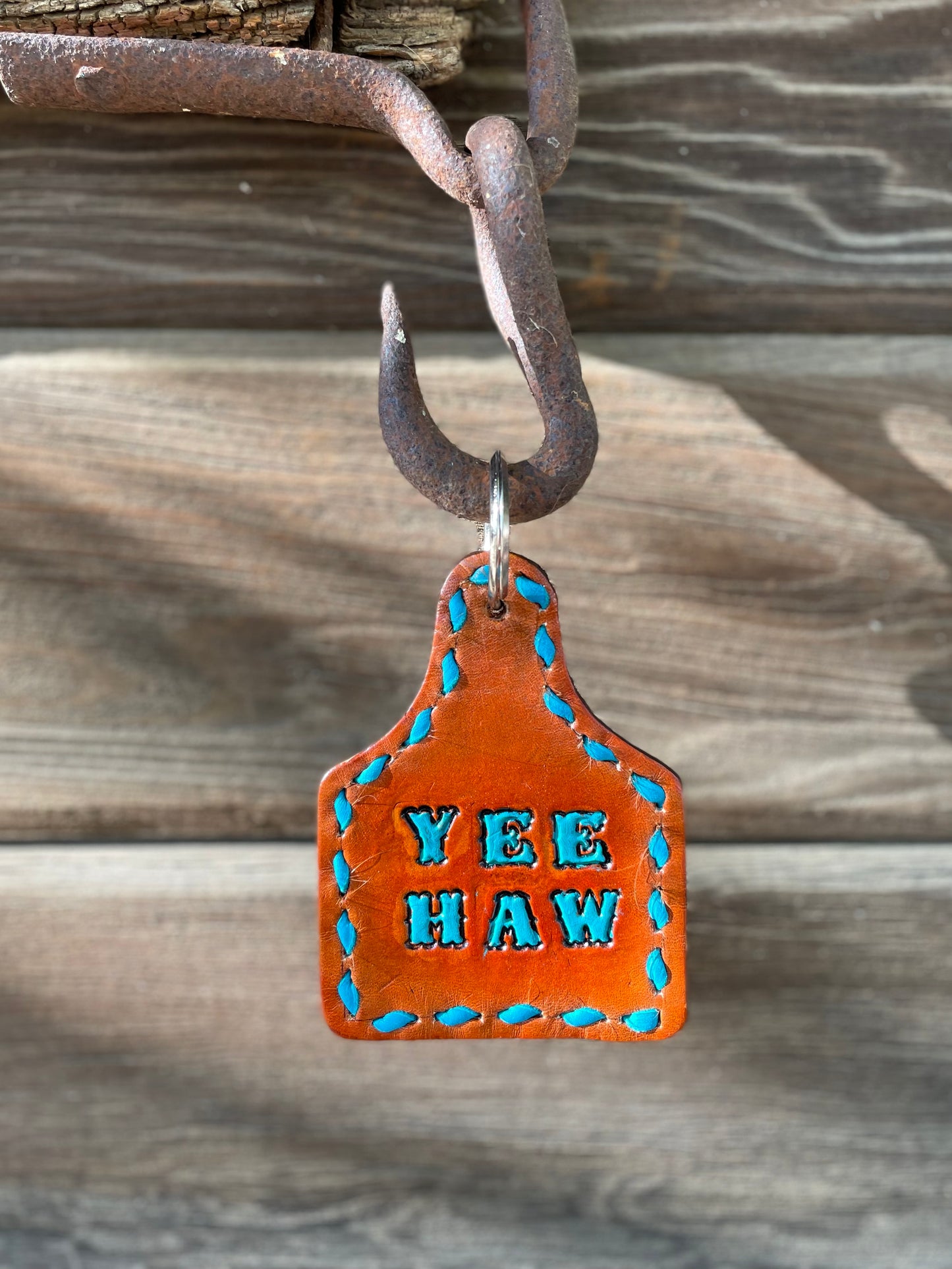 Yeehaw Ear Tag Key Ring