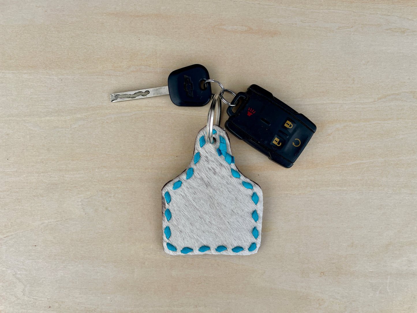 Equine Uber Ear Tag Keychain- Turquoise