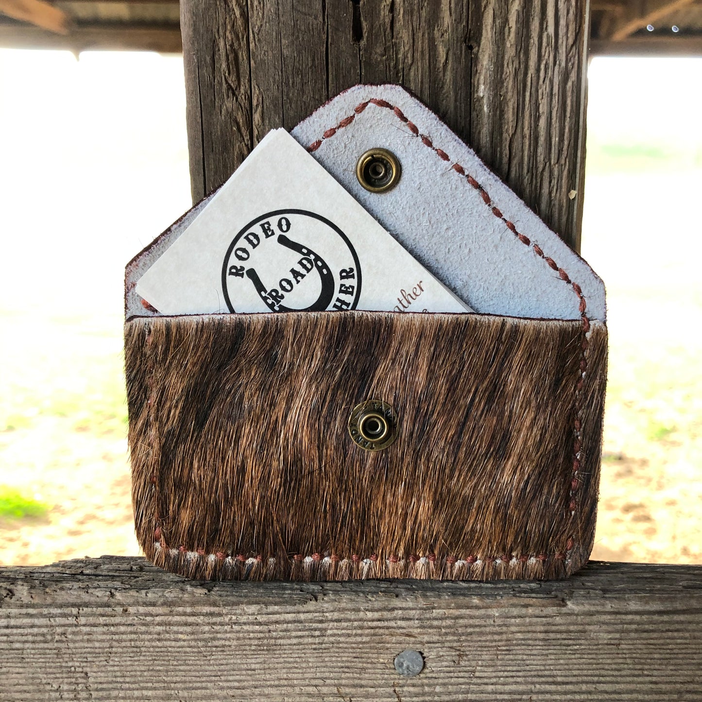 Brindle hair on hide cowgirl card holder