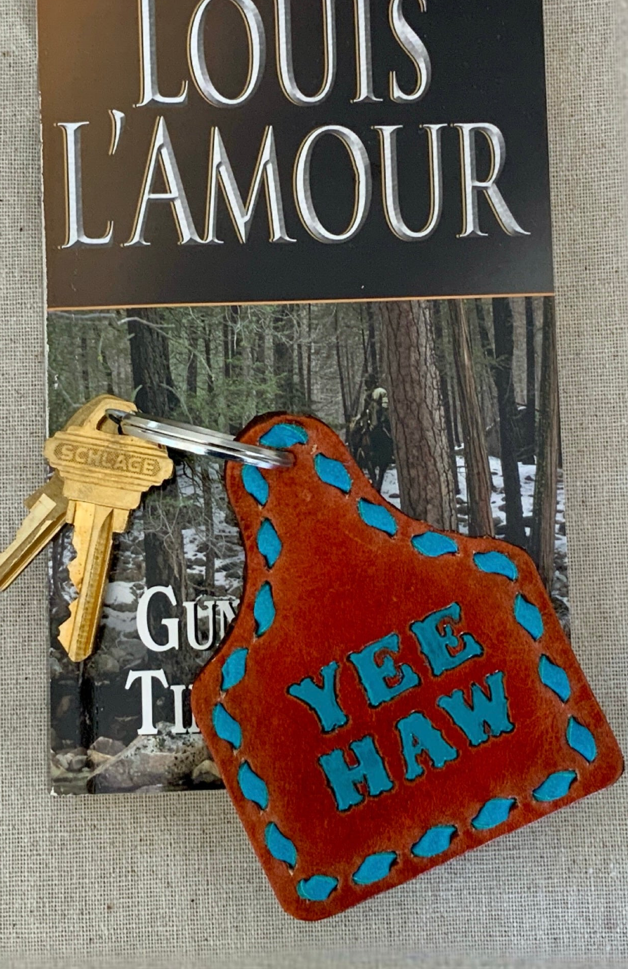 Yeehaw Ear Tag Key Ring