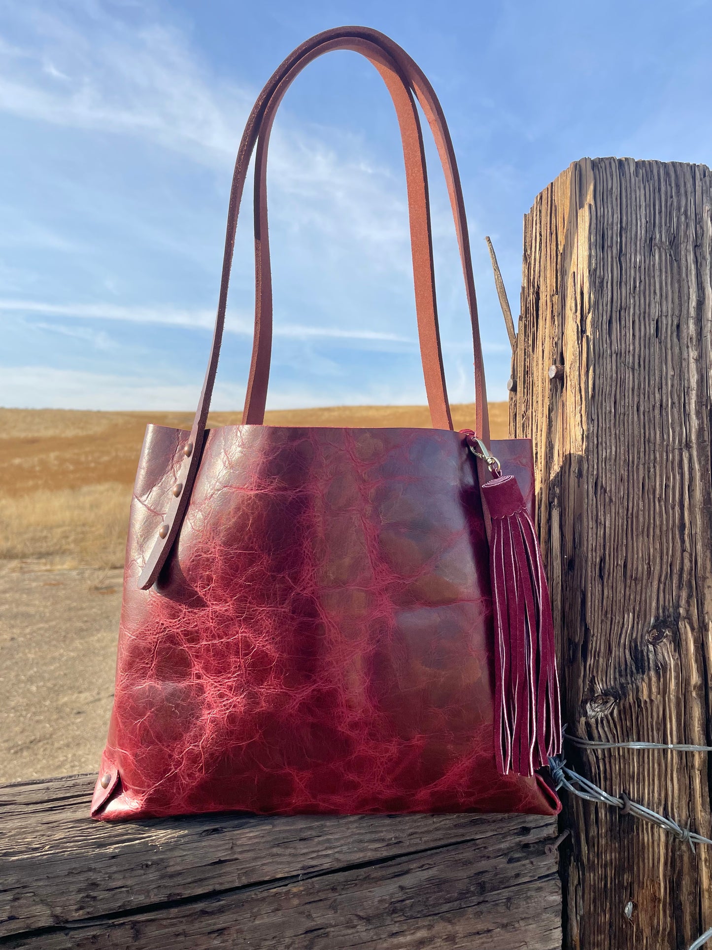 Red Leather Tote Bag