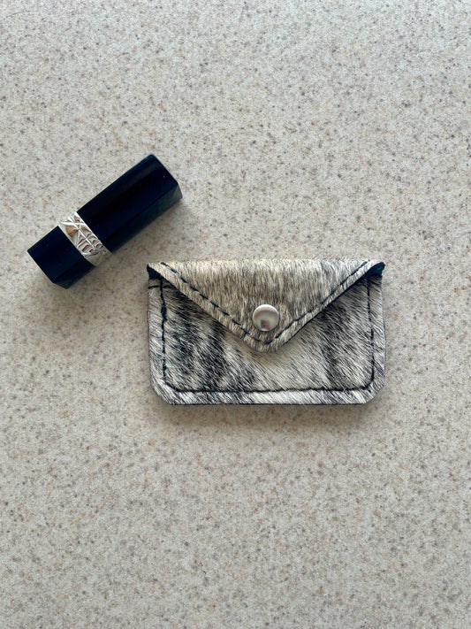 Gray with Turquoise Hair on Hide Cowgirl Card Holder