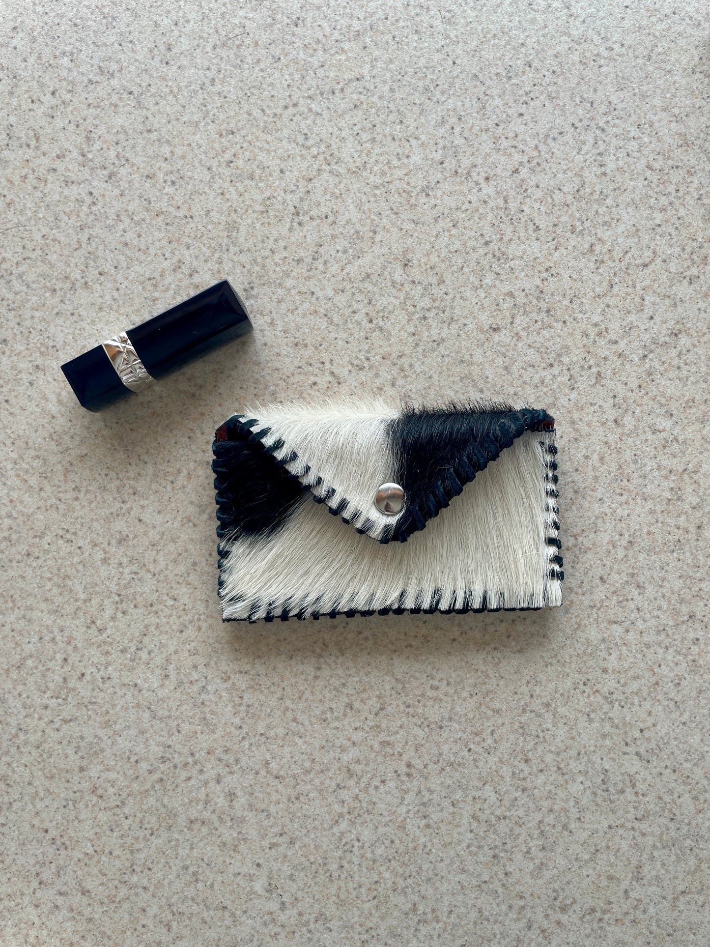 White and Black Hair on Hide Cowgirl Card Holder