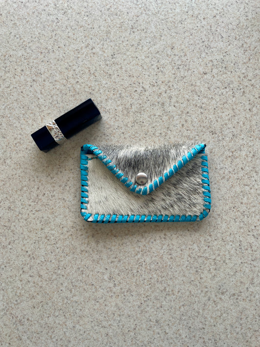 Gray and White Hair on Hide Cowgirl Card Holder