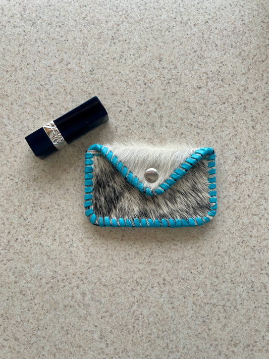 Gray and White Hair on Hide Cowgirl Card Holder